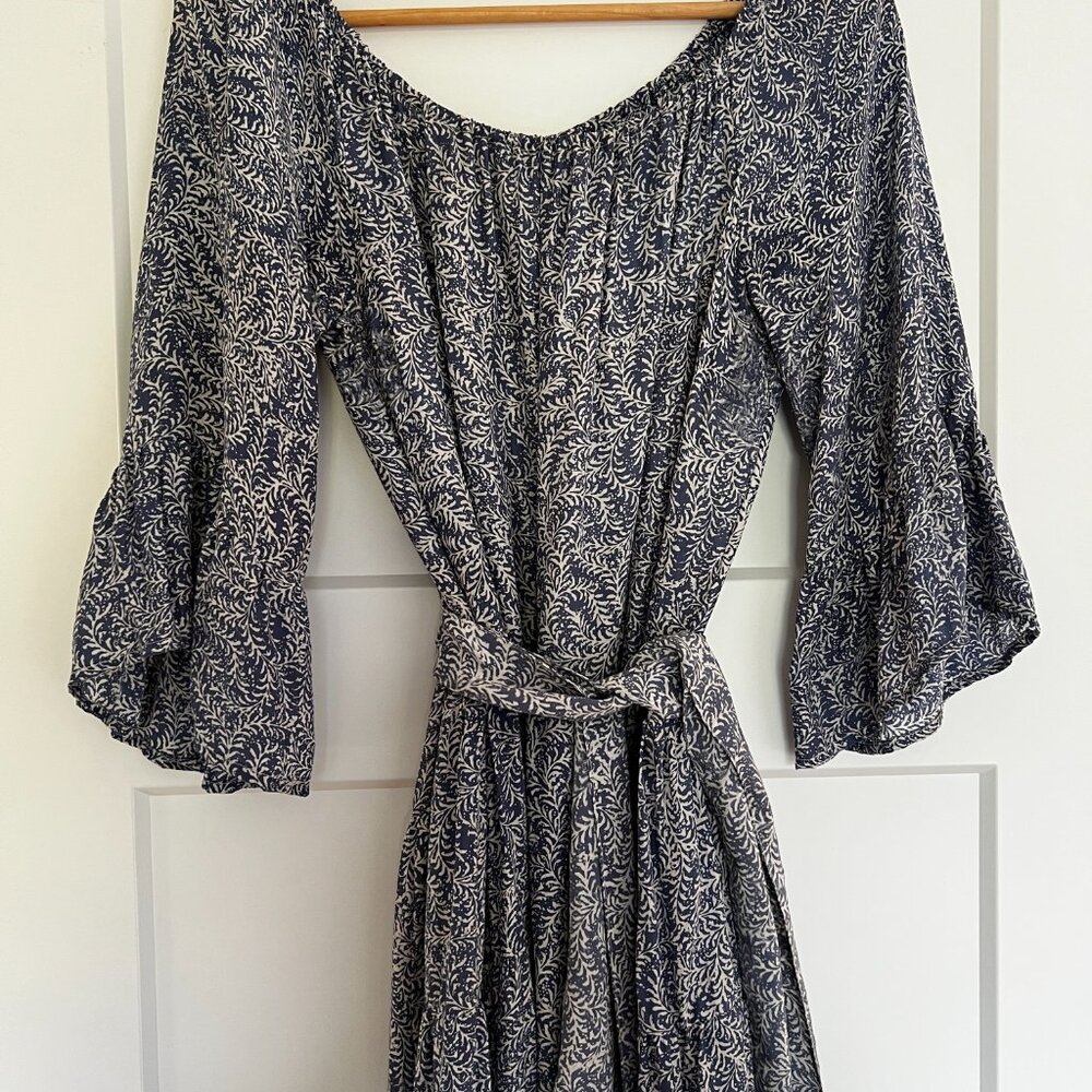 Natalie Martin Mesa Midi Dress | Blue Print | Size Medium